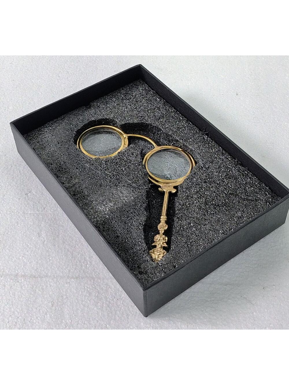 Brass Dual-Eye Magnifying Glass | Ornate Vintage Desk Decor